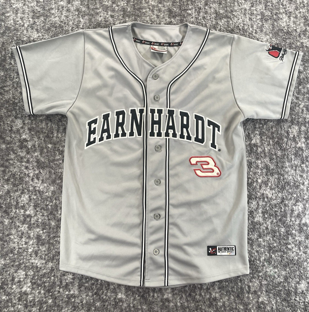 Vintage Chase Authentics Dale Earnhardt 3 NASCAR Gray Baseball Jersey Mens M